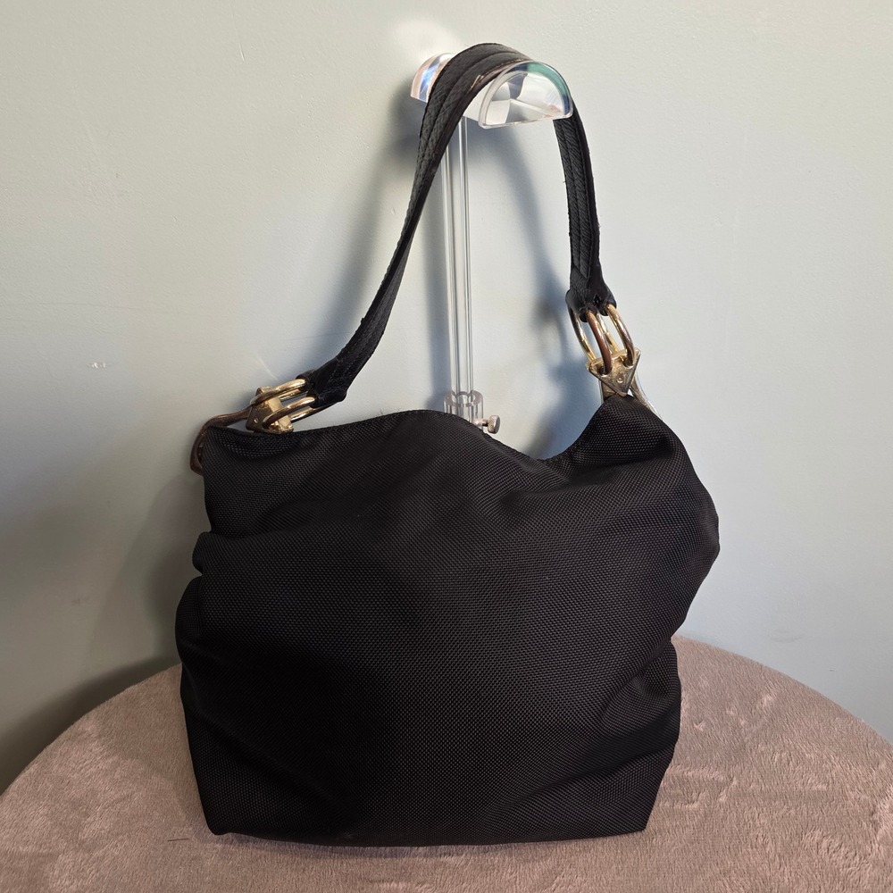 JPK Paris 75 Black Nylon Hobo Bag Gold Hardware Paisley Lining TRAD-11-2013